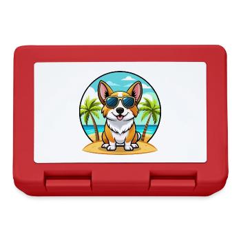 Strickjacke Welsh Corgi Hund Rasse Cartoon Sonnenbrille - Brotdose - Rot - Vorne