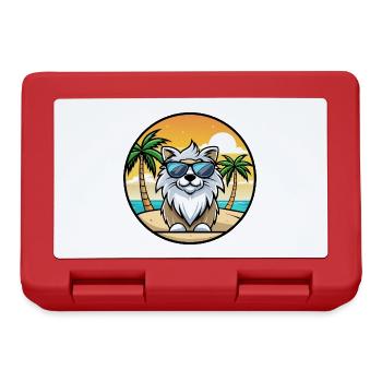 Himalaya Schäferhund Rasse Cartoon Sonnenbrille Strand - Brotdose - Rot - Vorne
