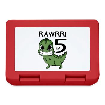5. Geburtstag Dinosaurier - 5. Klasse Geschenk - Brotdose - Rot - Vorne