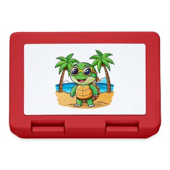 Turtle Funny Cartoon Summer Beach Sunglasses - Lunchbox - red - Front