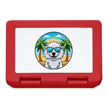 Kuvasz Ungarische Hunderasse Cartoon Sonnenbrille Strand - Brotdose - Rot - Vorne