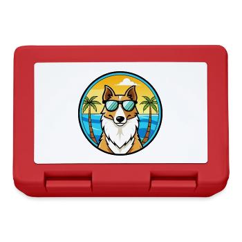 Smooth Collie Hunderasse Cartoon Sonnenbrille Strand - Brotdose - Rot - Vorne