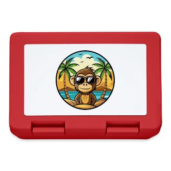 Singe Drôle Dessin Animé Plage D’été Lunettes De Soleil Cool - Boîte à goûter - rouge - Devant
