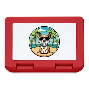 Braque Auvergne Dog Breed Cartoon Sunglasses Beach - Lunchbox - red - Front