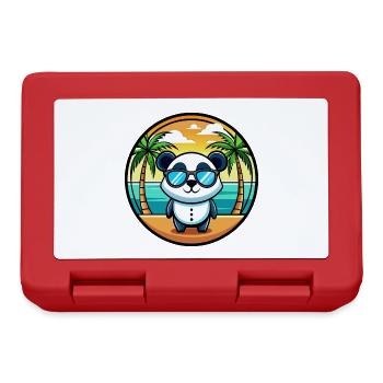 Panda Lustige Cartoon Sommer Strand Sonnenbrille Cool - Brotdose - Rot - Vorne