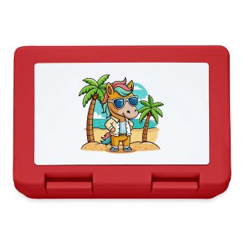 Pferd Lustige Cartoon Sommer Strand Sonnenbrille - Brotdose - Rot - Vorne