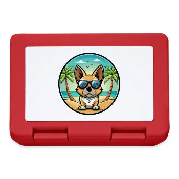 Braque Français Hunderasse Cartoon Sonnenbrille Strand - Brotdose - Rot - Vorne