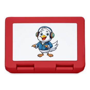 Mouette Funny Cartoon Character Musique de casque - Boîte à goûter - rouge - Devant