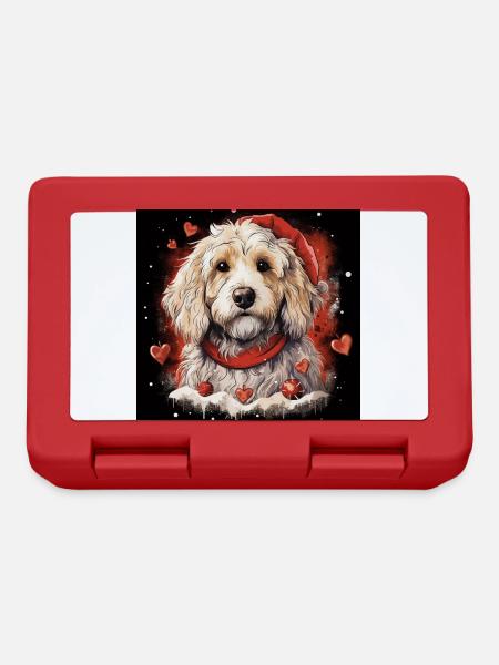 Weihnachts-Doodle mit Nikolausmütze - Brotdose - Rot