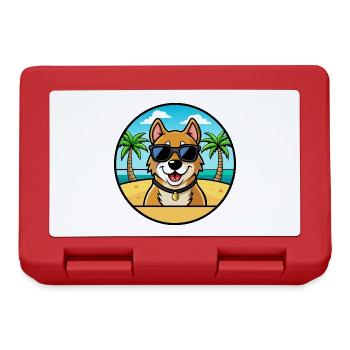 Alano Español Hunderasse Cartoon Sonnenbrille Strand - Brotdose - Rot - Vorne