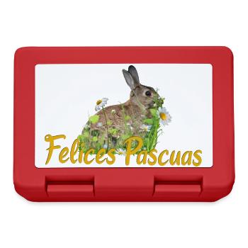 felices pascuas Frohe Ostern - Brotdose - Rot - Vorne