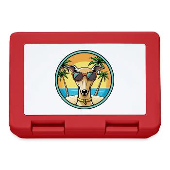 Italienischer Windhund Hunderasse Cartoon Sonnenbrille Strand - Brotdose - Rot - Vorne