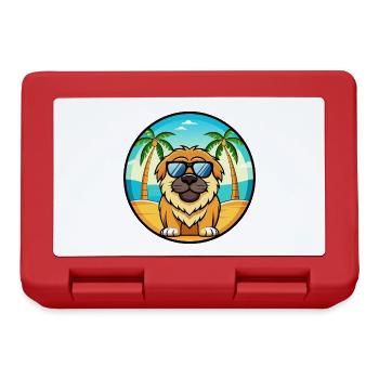 Tibetische Dogge Hunderasse Cartoon Sonnenbrille Strand - Brotdose - Rot - Vorne