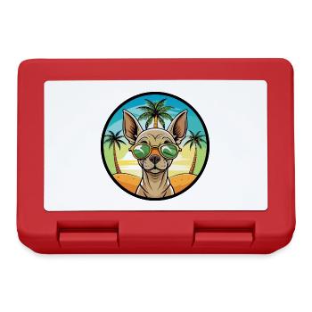 Inka Unbehaarte Hunderasse Cartoon Sonnenbrille Strand - Brotdose - Rot - Vorne