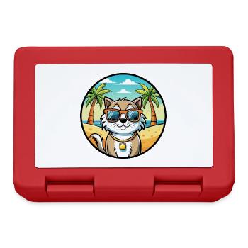 Ragamuffin Katzenrasse Cartoon Sonnenbrille Strand - Brotdose - Rot - Vorne