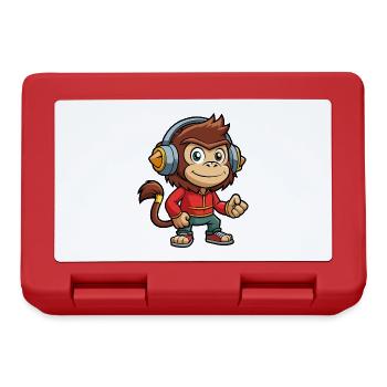 Singe Drôle Dessin Animé Personnage Casque Musique - Boîte à goûter - rouge - Devant
