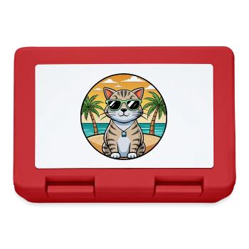 Schottische Falte Kurzhaarkatze Rasse Cartoon Strand - Brotdose - Rot - Vorne