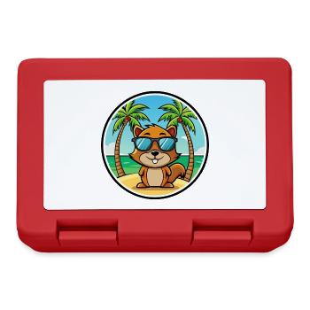 Écureuil Drôle Dessin Animé Plage Été Lunettes de soleil - Boîte à goûter - rouge - Devant