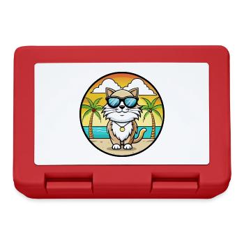 Birman Sacred Cat Breed Cartoon Sunglasses Beach - Lunchbox - red - Front