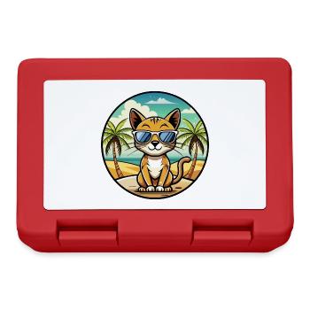 Chausie Katzenrasse Cartoon Sonnenbrille Strand - Brotdose - Rot - Vorne