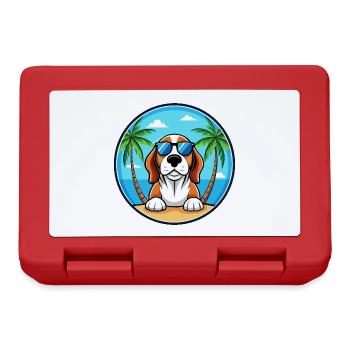 Basset Bleu De Gascogne Hunderasse Cartoon Beach - Brotdose - Rot - Vorne
