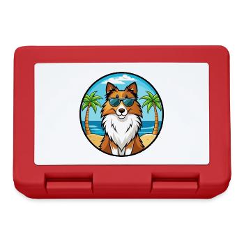 Sheltie Hunderasse Cartoon Sonnenbrille Strand - Brotdose - Rot - Vorne