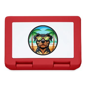 Rottweiler Chien Race Dessin Animé Lunettes De Soleil Plage - Boîte à goûter - rouge - Devant
