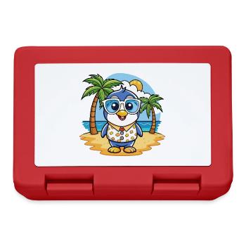 Pinguin Lustige Cartoon Sommer Strand Sonnenbrille - Brotdose - Rot - Vorne