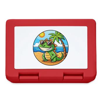Lizard Lustige Cartoon Sommer Strand Sonnenbrille - Brotdose - Rot - Vorne