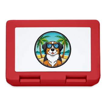 Großer Schweizer Sennenhund Rasse Cartoon Beach - Brotdose - Rot - Vorne