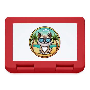 Birman Sacred Cat Breed Cartoon Sunglasses Beach - Lunchbox - red - Front