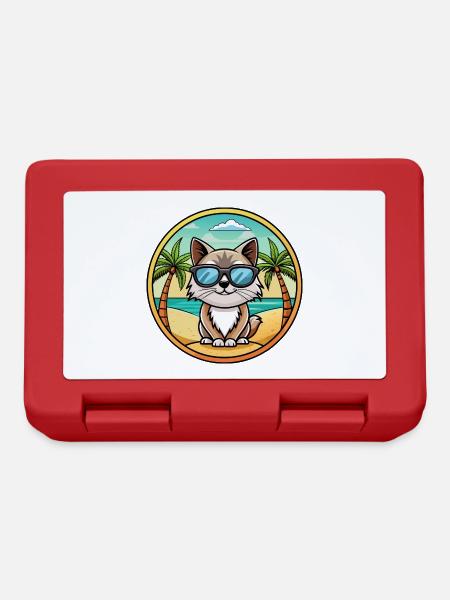 Birma Heilige Katzenrasse Cartoon Sonnenbrille Strand - Brotdose - Rot