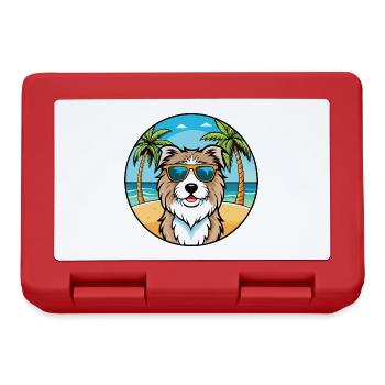 Katalanische Schäferhundrasse Cartoon Sonnenbrille Strand - Brotdose - Rot - Vorne