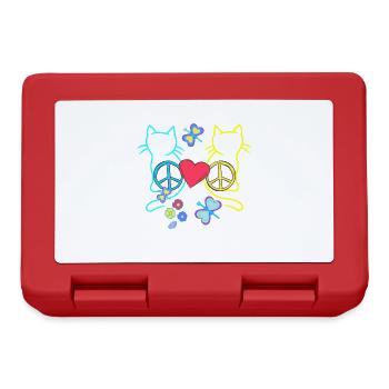 Retro Hippie Cats Peace Cat Vintage Hippies - Lunchbox - red - Front