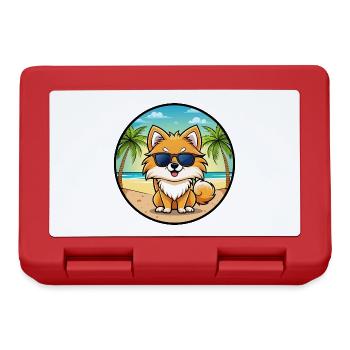 Pommerscher Deutscher Spitz Hunderasse Cartoon Beach - Brotdose - Rot - Vorne