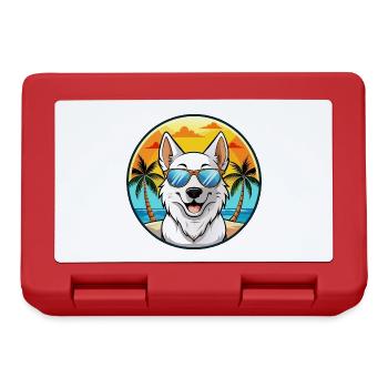 Berger Blanc Suisse Hunderasse Cartoon Sonnenbrille - Brotdose - Rot - Vorne