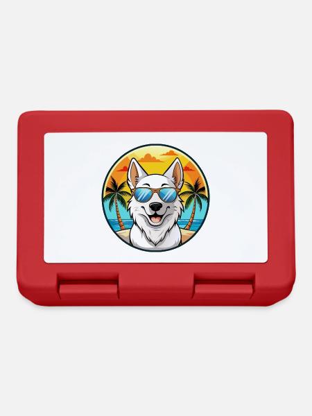 Lunettes de soleil Berger Blanc Suisse Dog Breed Cartoon - Boîte à goûter - rouge