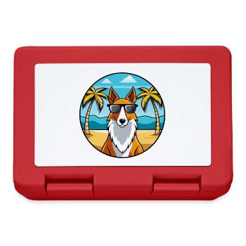 Smooth Collie Hunderasse Cartoon Sonnenbrille Strand - Brotdose - Rot - Vorne