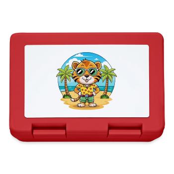Tiger Lustige Cartoon Sommer Strand Sonnenbrille - Brotdose - Rot - Vorne