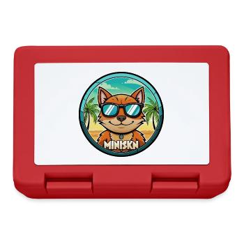 Minskin Katzenrasse Cartoon Sonnenbrille Strand - Brotdose - Rot - Vorne