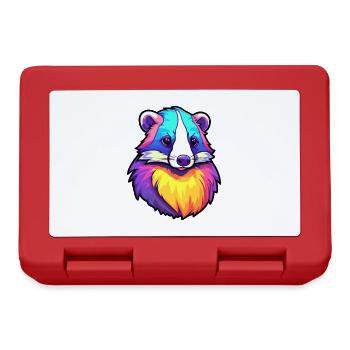 Dachs bunte Aquarell-Karikatur Kawaii Tier - Brotdose - Rot - Vorne