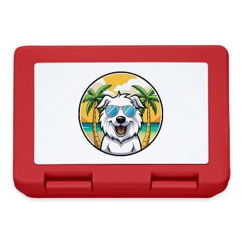 Große Pyrenäen Hunderasse Cartoon Sonnenbrille Strand - Brotdose - Rot - Vorne