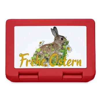 Frohe Ostern Osterhase - Brotdose - Rot - Vorne
