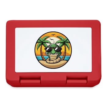 Schlange Lustige Cartoon Sommer Strand Sonnenbrille Cool - Brotdose - Rot - Vorne