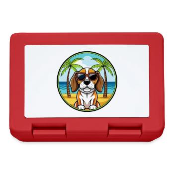 Beagle Harrier Hunderasse Cartoon Sonnenbrille Strand - Brotdose - Rot - Vorne