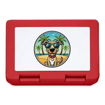 Plott Hound Hund Rasse Cartoon Sonnenbrille Strand - Brotdose - Rot - Vorne