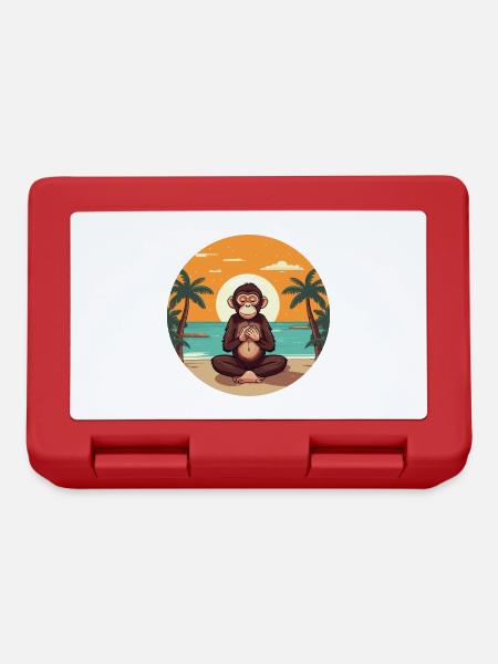 Affenkarikatur Yoga Strand Sommer Illustration - Brotdose - Rot