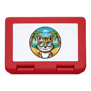 Domestic Cat Breed Cartoon Sunglasses Beach - Lunchbox - red - Front