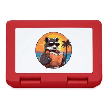 Dachs niedlicher lustiger Cartoon Kawaii Buchstrand - Brotdose - Rot - Vorne