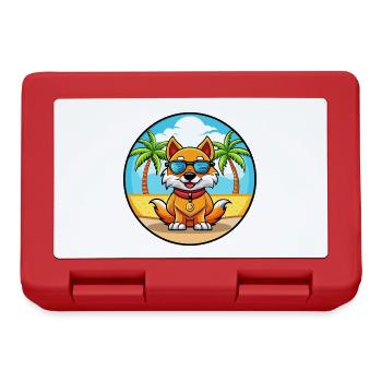 Chinesische kaiserliche Hunderasse Cartoon Sonnenbrille Strand - Brotdose - Rot - Vorne